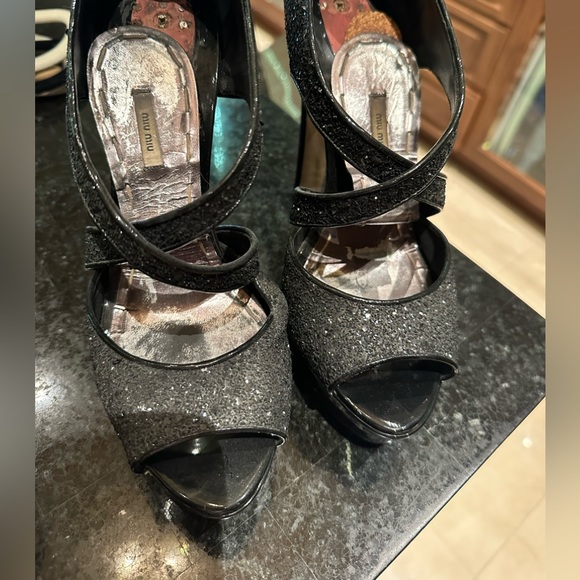 Miu Miu glitter platform sandals - Picture 1 of 6